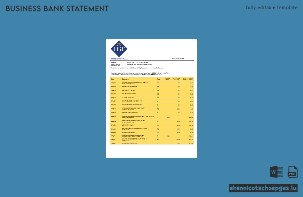 LGT Bank Organisationskontoauszug (Word- und PDF-Beispiel)